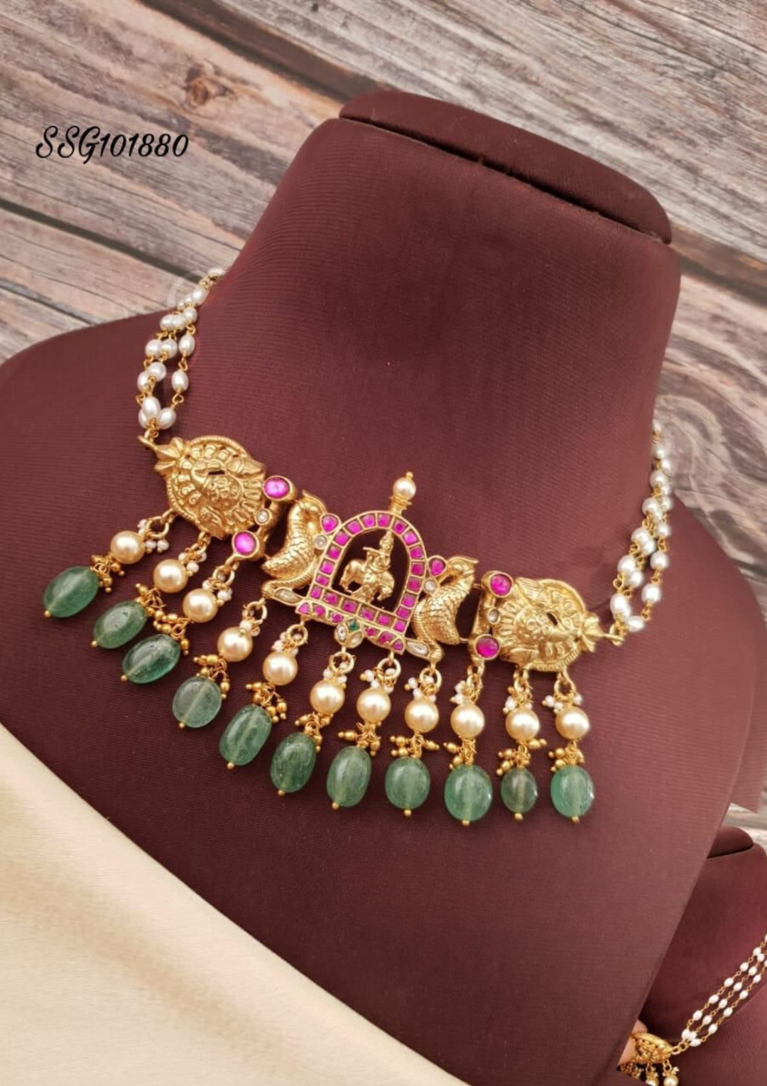 Jadau kundan temple jewelry necklace ssg 101880