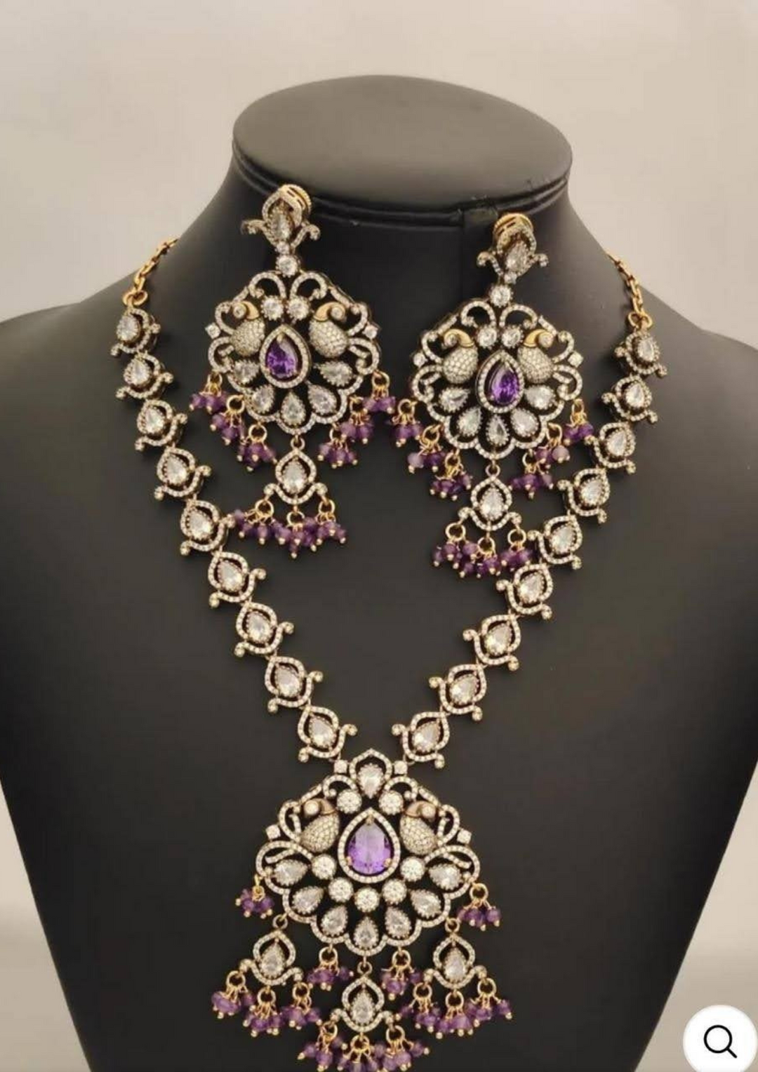 American diamond necklace with earrings s330092