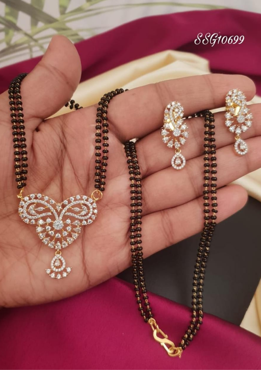 Kundan stone mangalsutra set with earrings ssg 10699