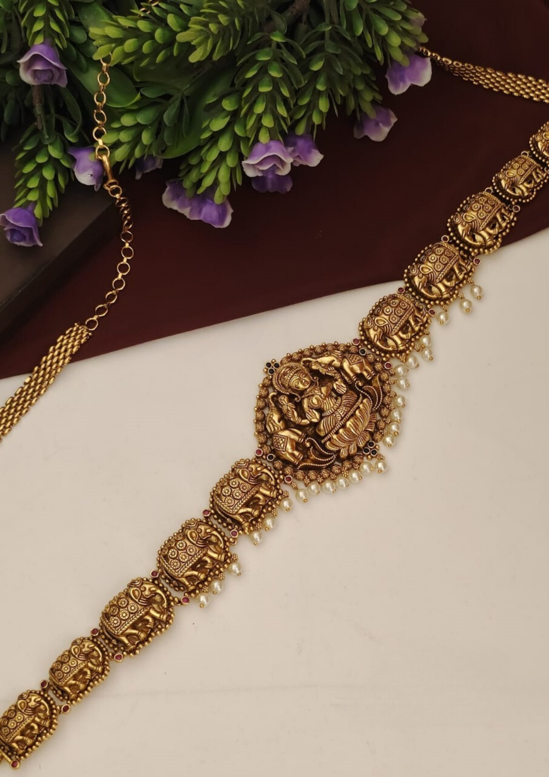 Kundan and beads temple jewellery hipbelt (vaddanam) pcs 290052