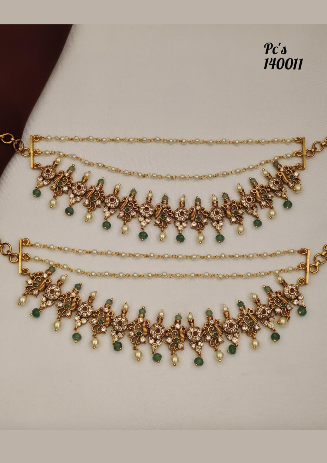 Kundan and beads earring chains s140011