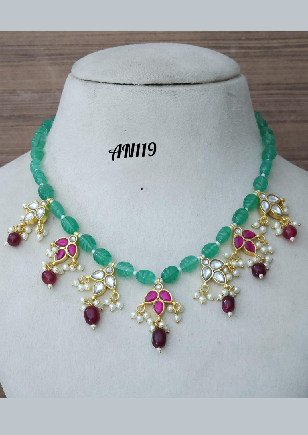 Jadau kundan and beads necklace AN 119