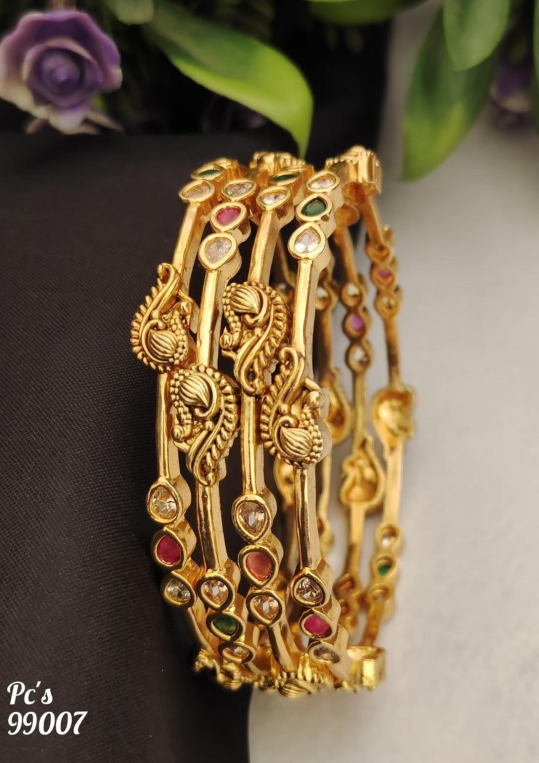 Kundan stone bangles s99007 (set of 4)