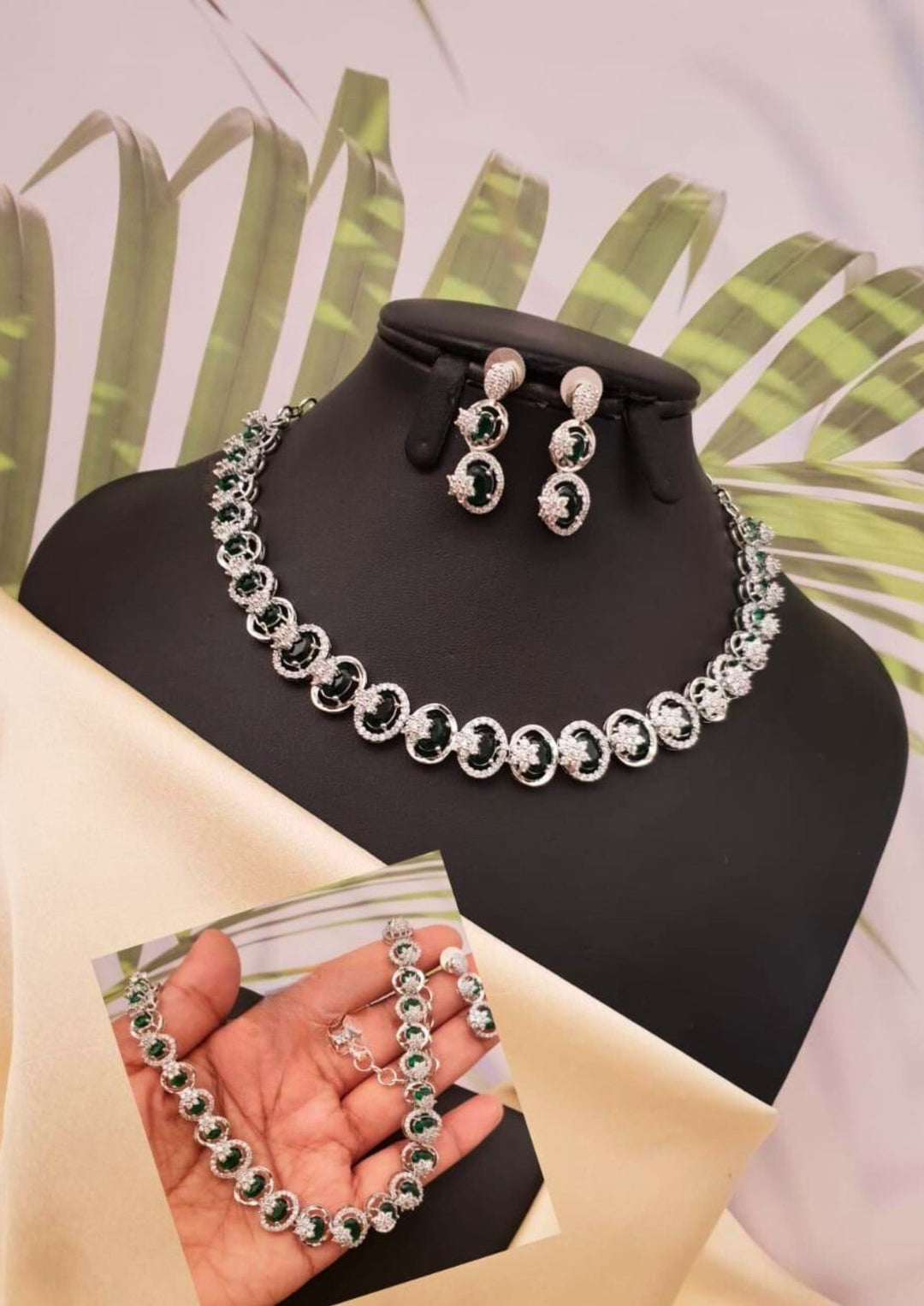 Kundan stone necklace with earrings g101120