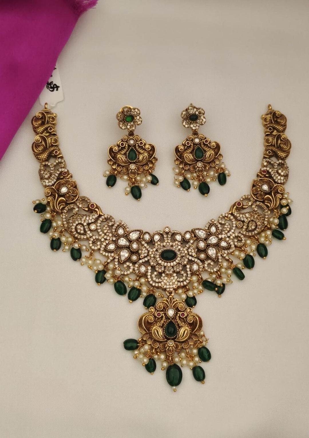 Kundan necklace set with earrings pcs 230091