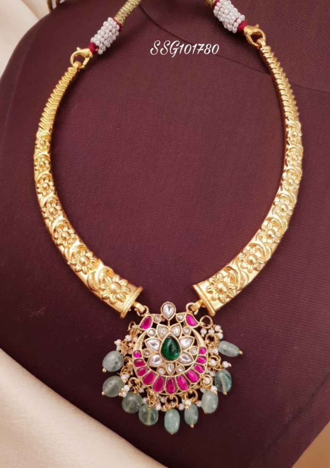 Jadau Kundan and beads necklace ssg 101780