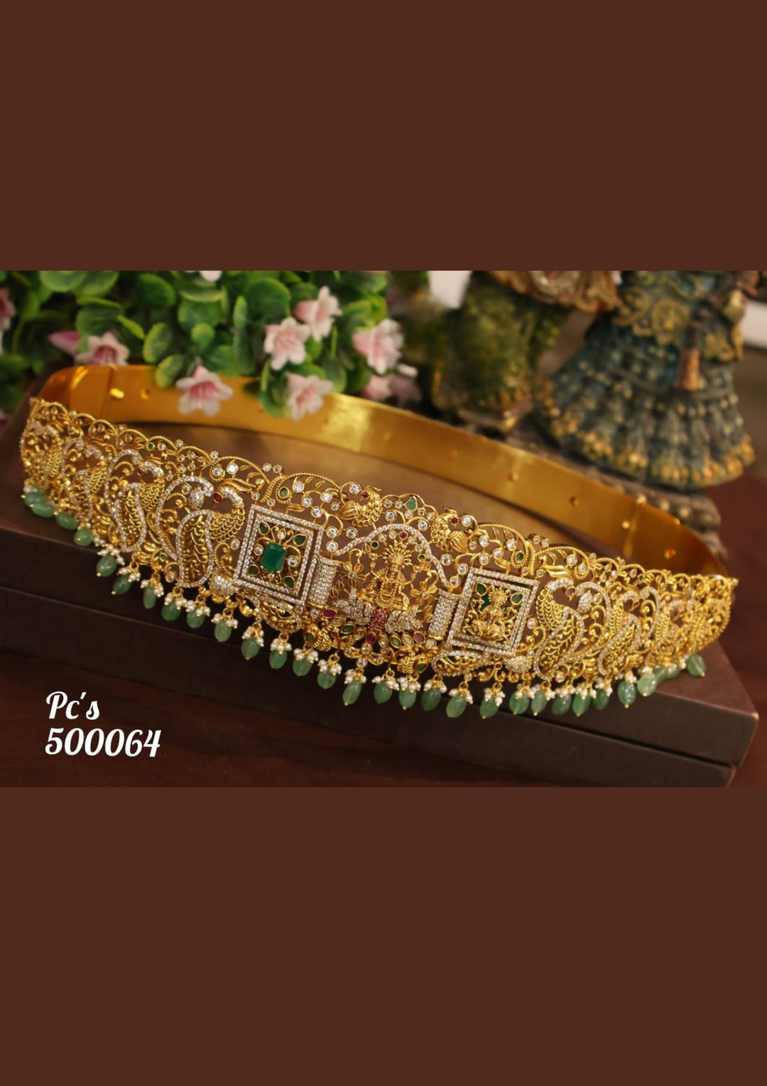 Kundan and beads temple jewellery hipbelt (vaddanam) pcs 500064
