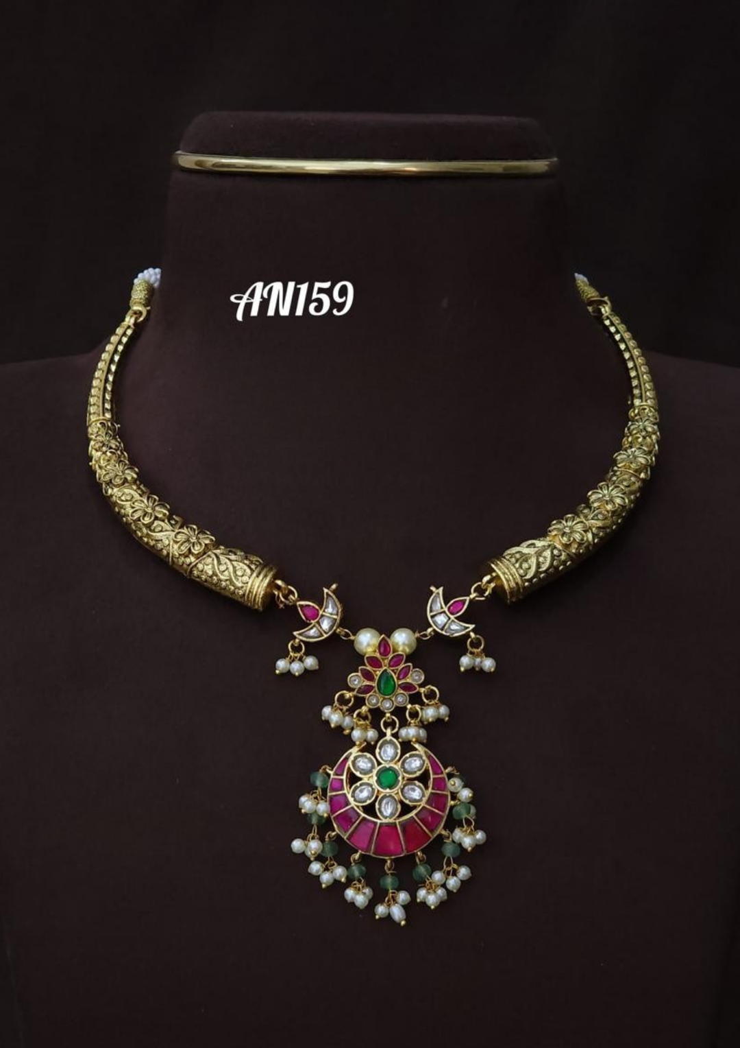 Jadau kundan and beads necklace AN 159