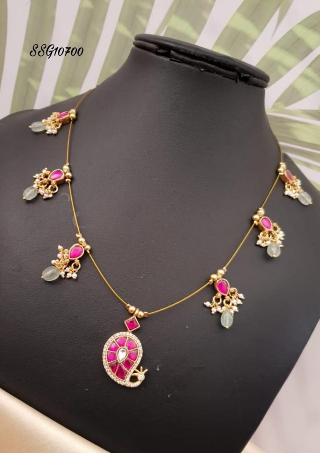 Jadau Kundan and beads necklace ssg 10700