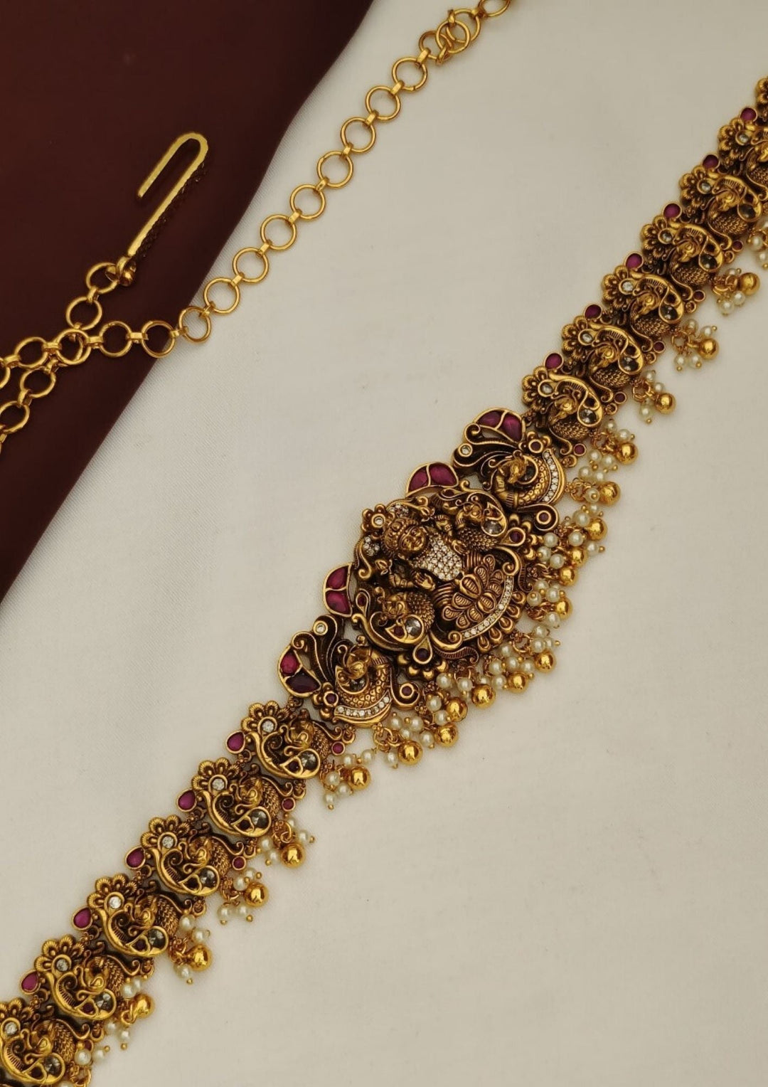 Kundan and beads temple jewellery hipbelt (vaddanam) pcs 420083