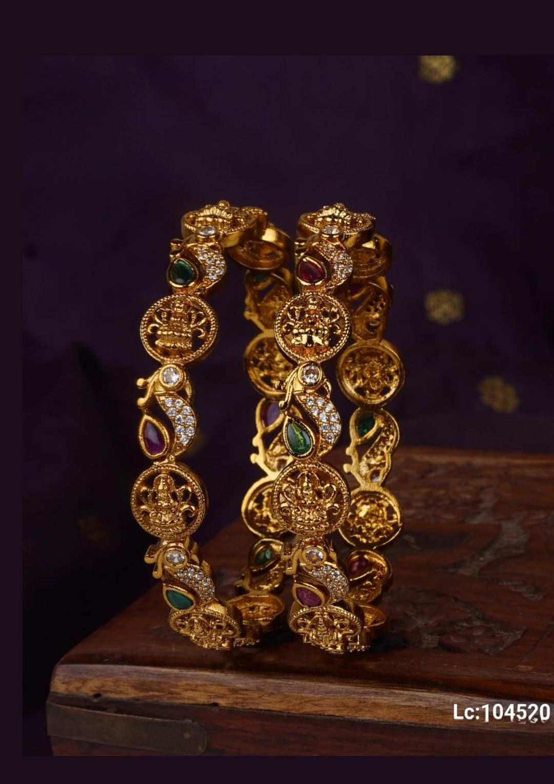 Kundan stone temple jewelry bangles c104520 (set of 2)