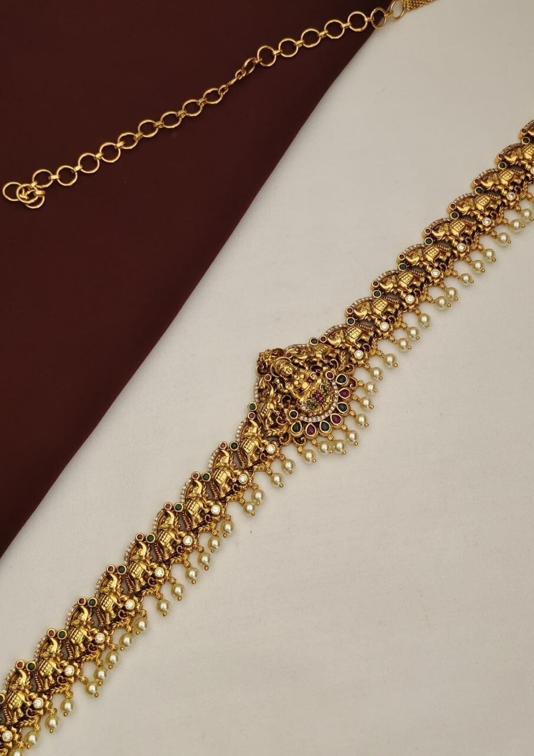 Kundan and beads temple jewellery hipbelt (vaddanam) pcs 230591