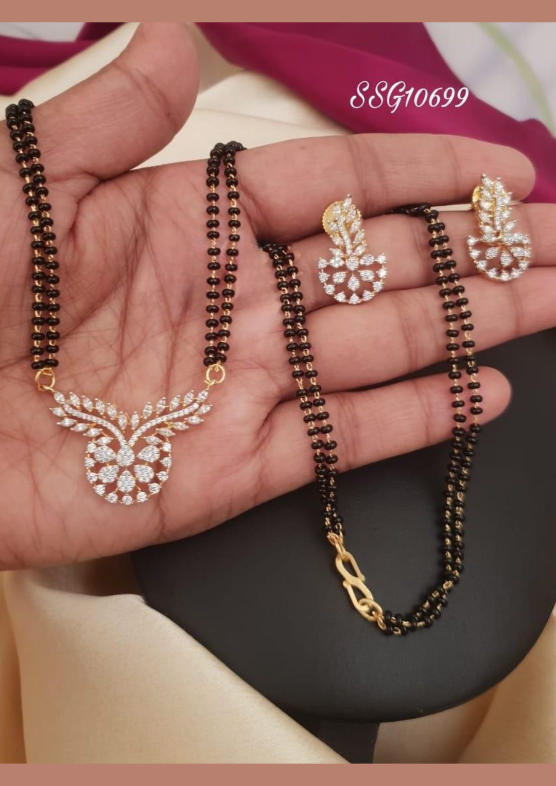 Kundan stone mangalsutra set with earrings ssg 10699