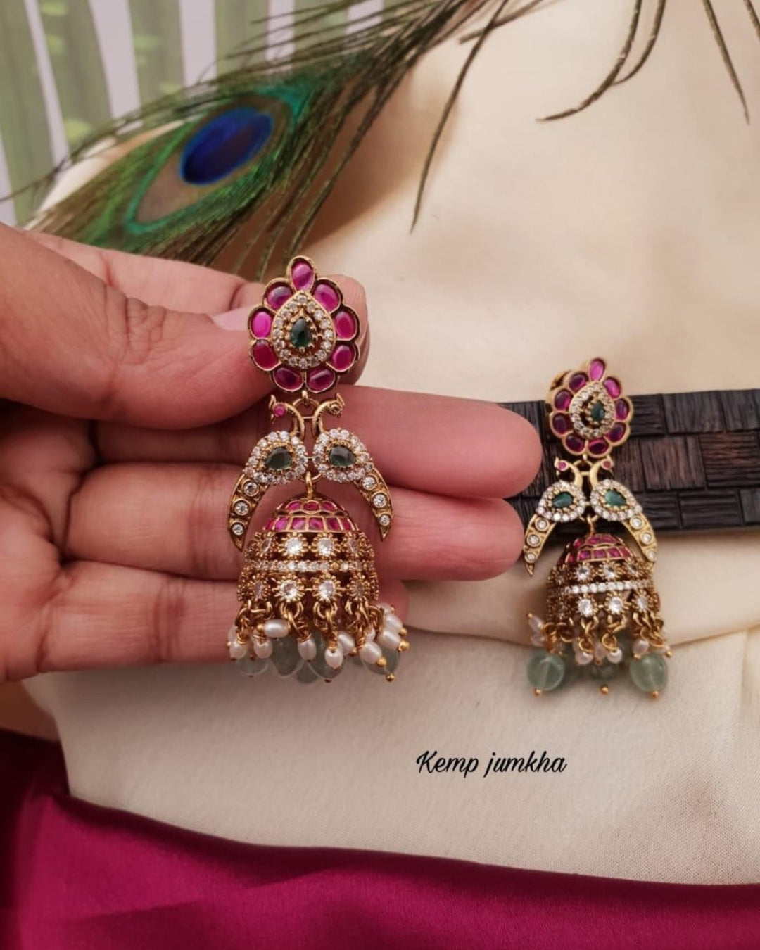 Kundan Kemp Jhumkas g10899