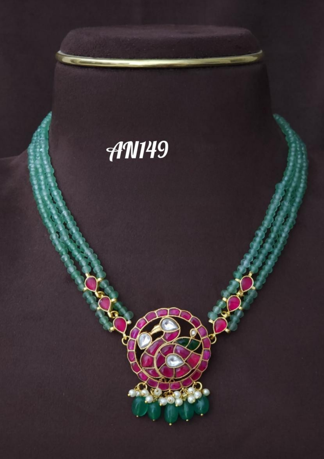 Jadau kundan and beads necklace AN 149