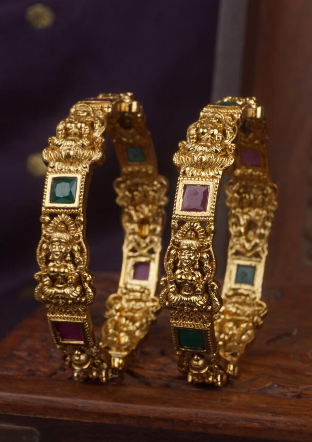 kundan temple jewellery bangles c105020 (set of 2)