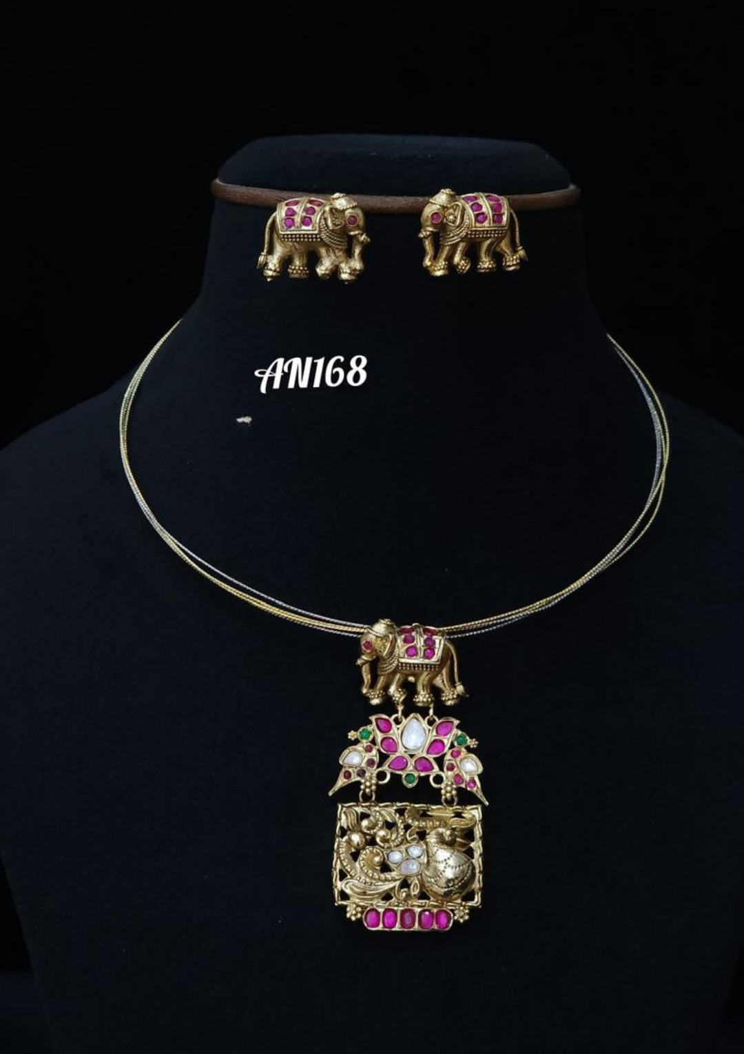 Jadau kundan and beads necklace with earrings AN 168
