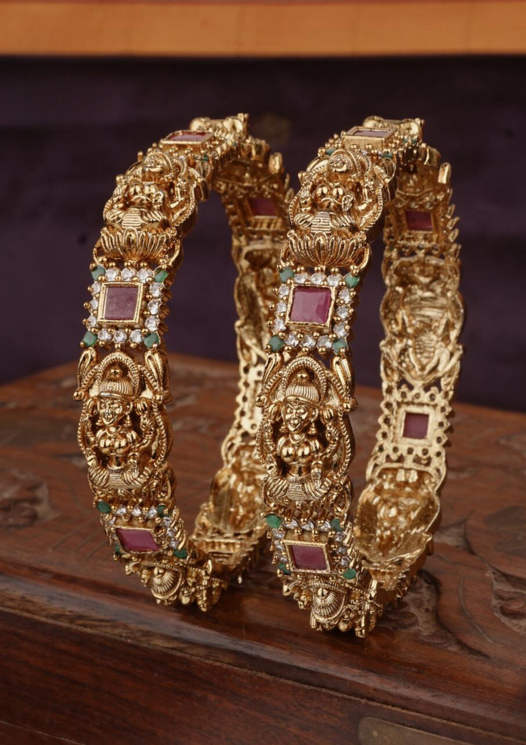 kundan temple jewellery bangles c106020 (set of 2)