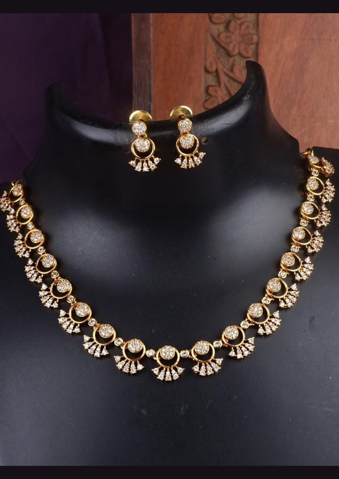 American diamond necklace with earrings lc 105520