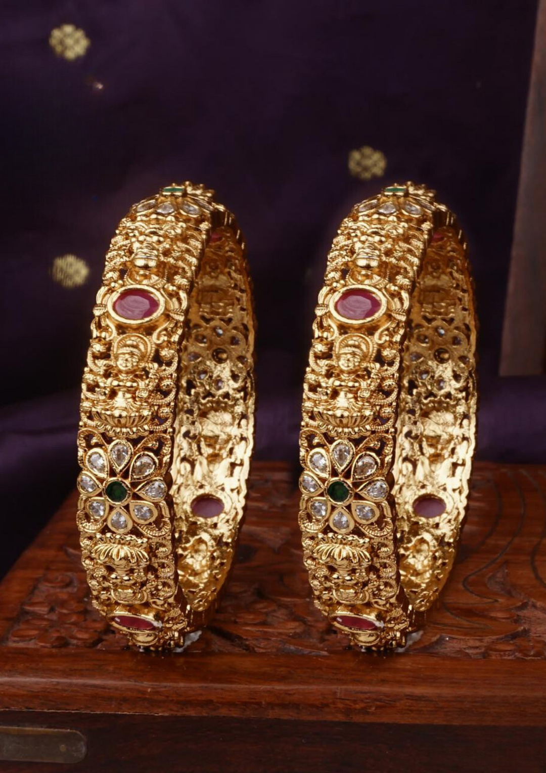 kundan temple jewellery bangles c106520 (set of 2)