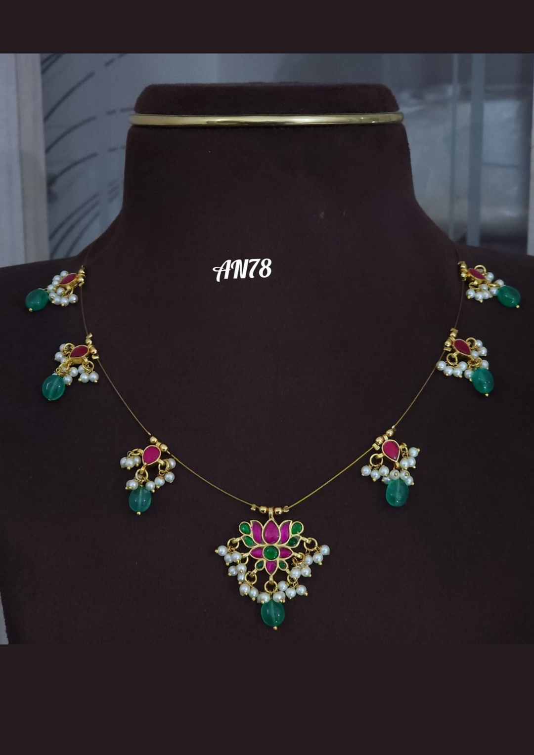 Jadau kundan and beads necklace AN 78