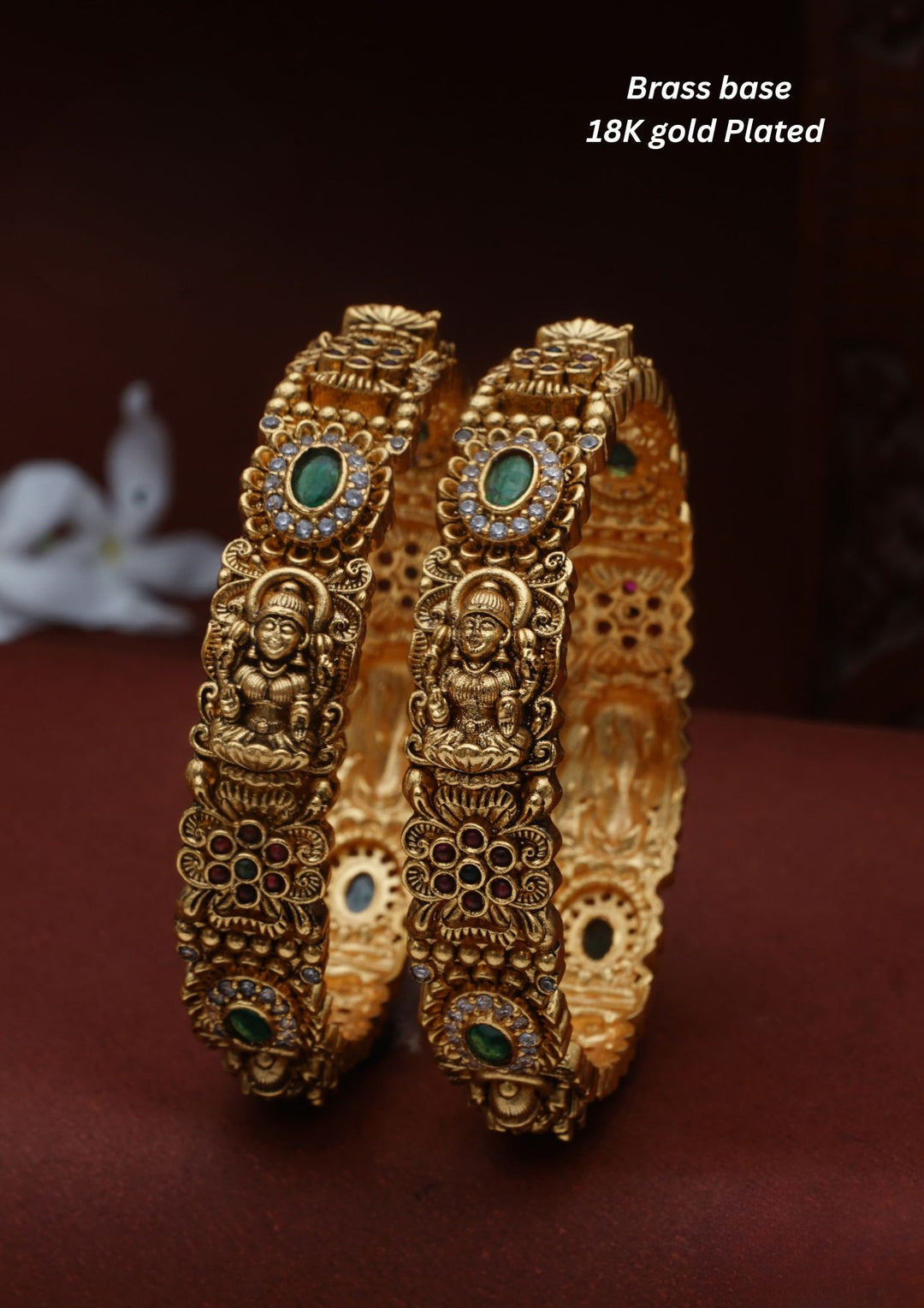 Kundan Temple Brass Base  bangles c 107020