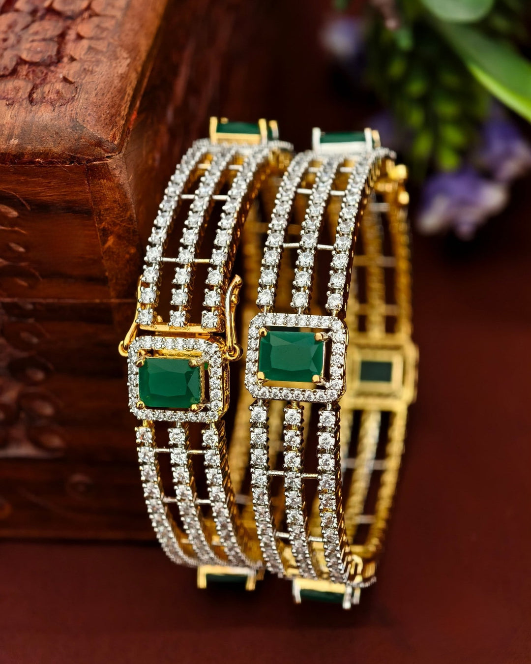 Pure Zirconian Diamond Openable Bangles s 190051 (set of 2)