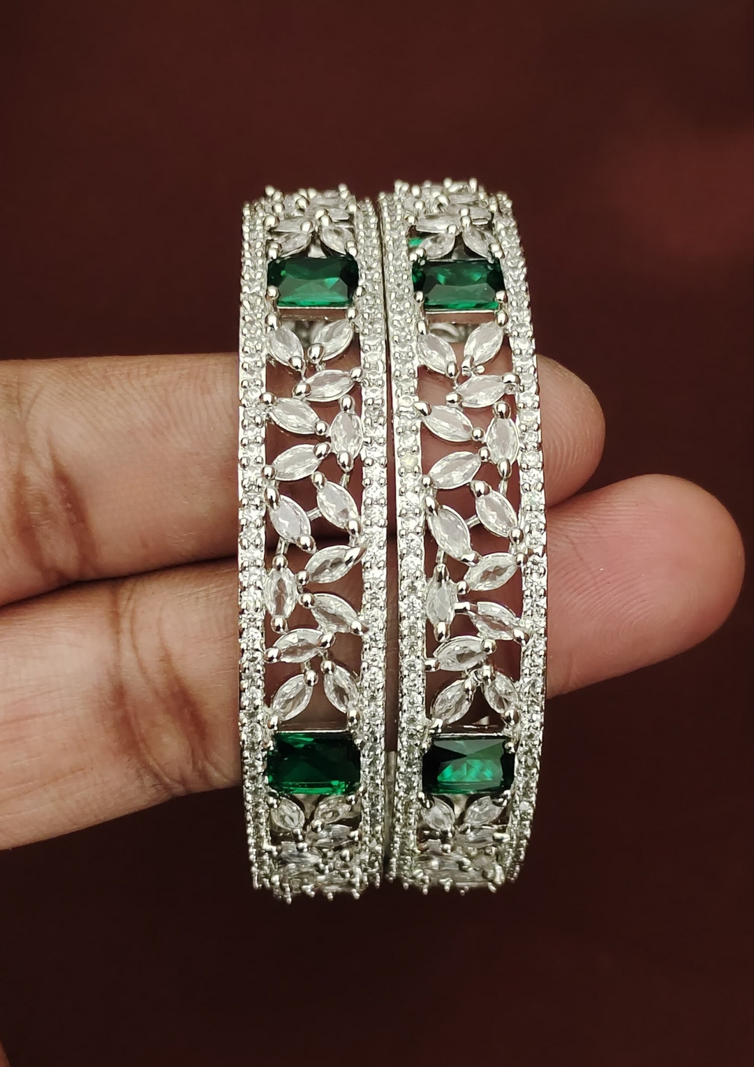 American diamond stone bangles s160021 (set of 2)