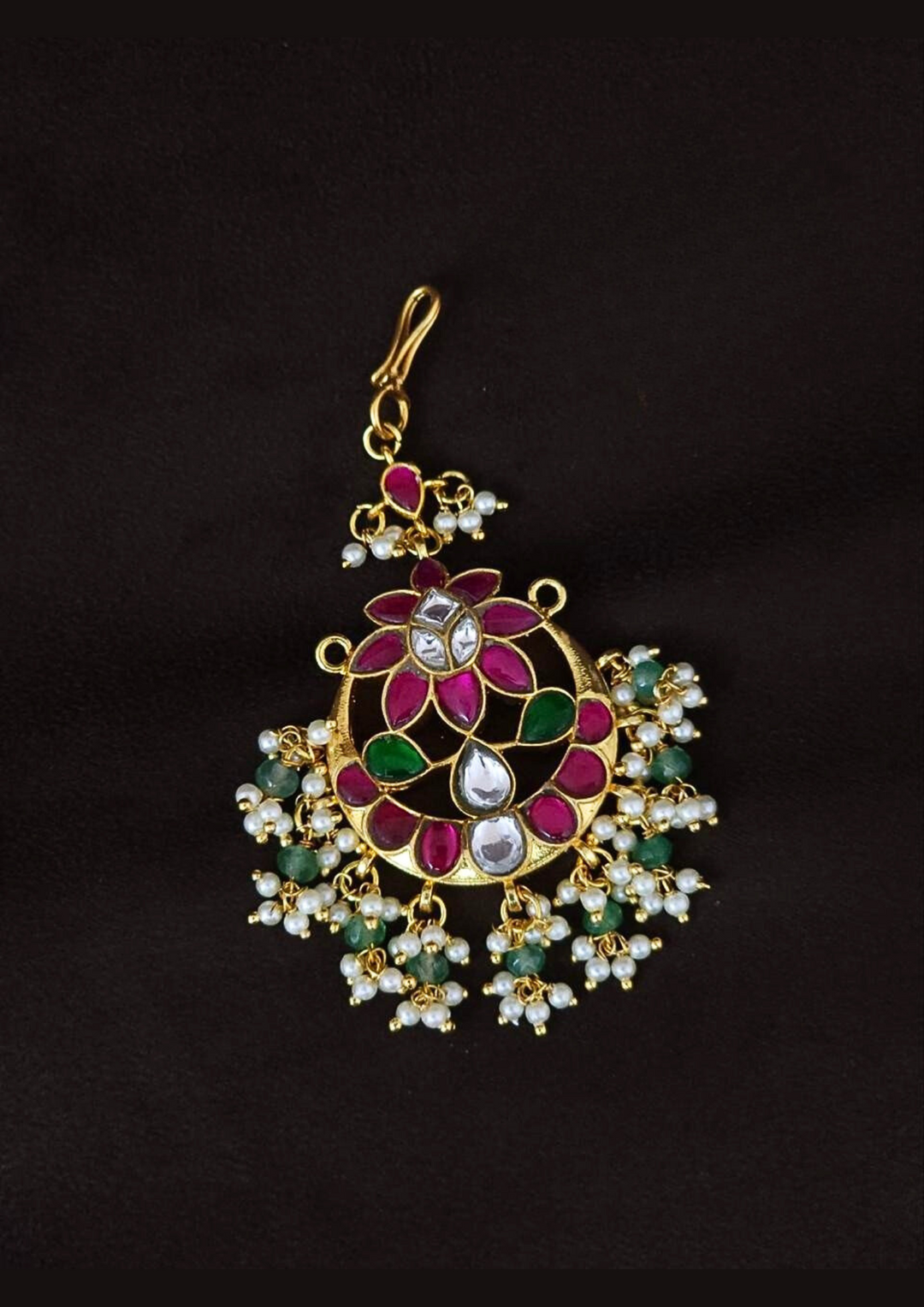 Jadau kundan and beads mangtikka r10670