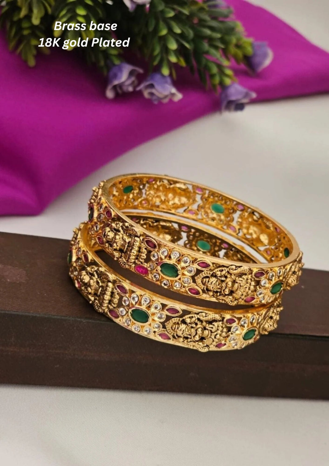 kundan temple jewellery bangles s90056 (set of 2)