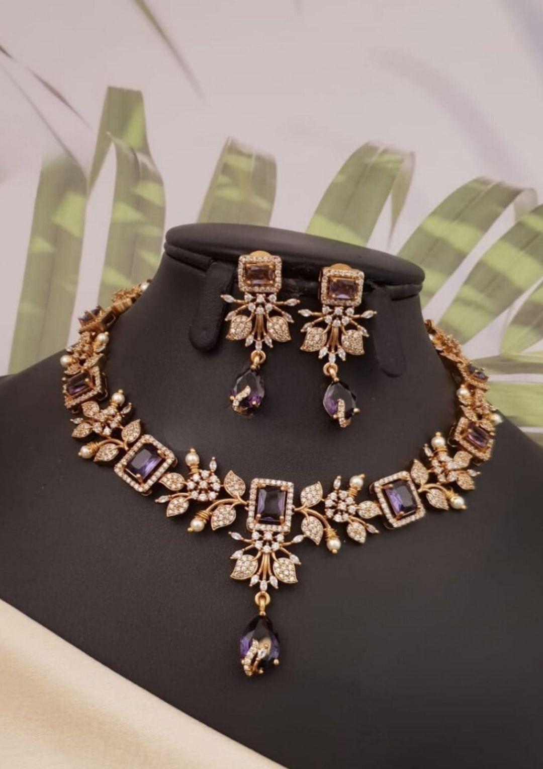 Kundan and beads necklace set with earrings ssg 101160