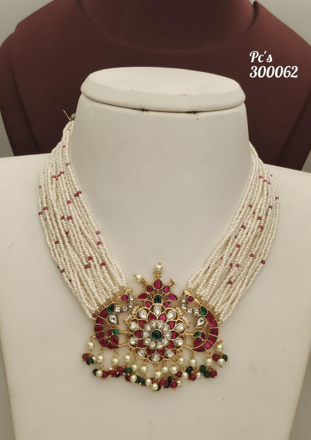 Jadau Kundan and beads necklace pcs 300062
