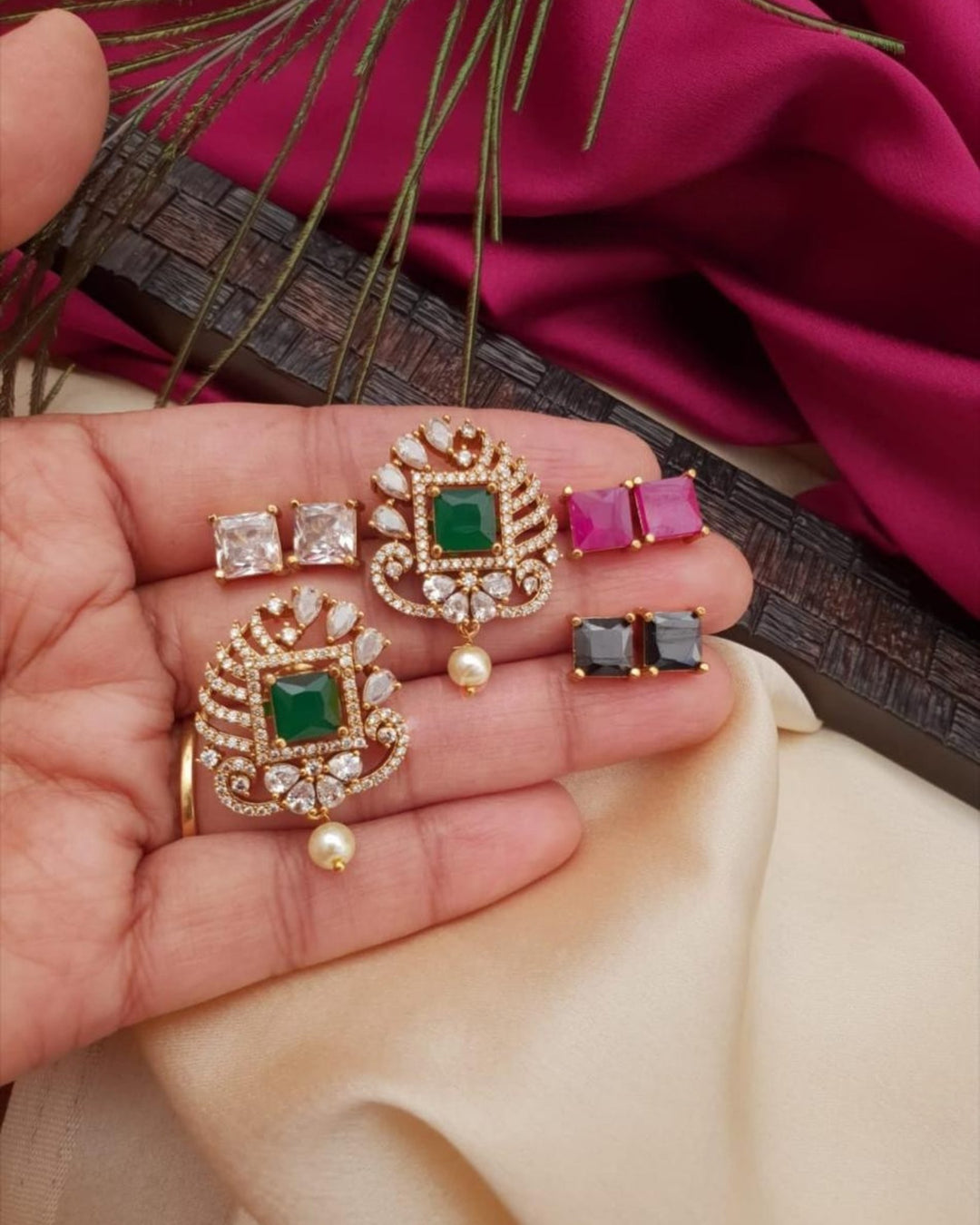 Kundan Earrings Interchangeable g 10680
