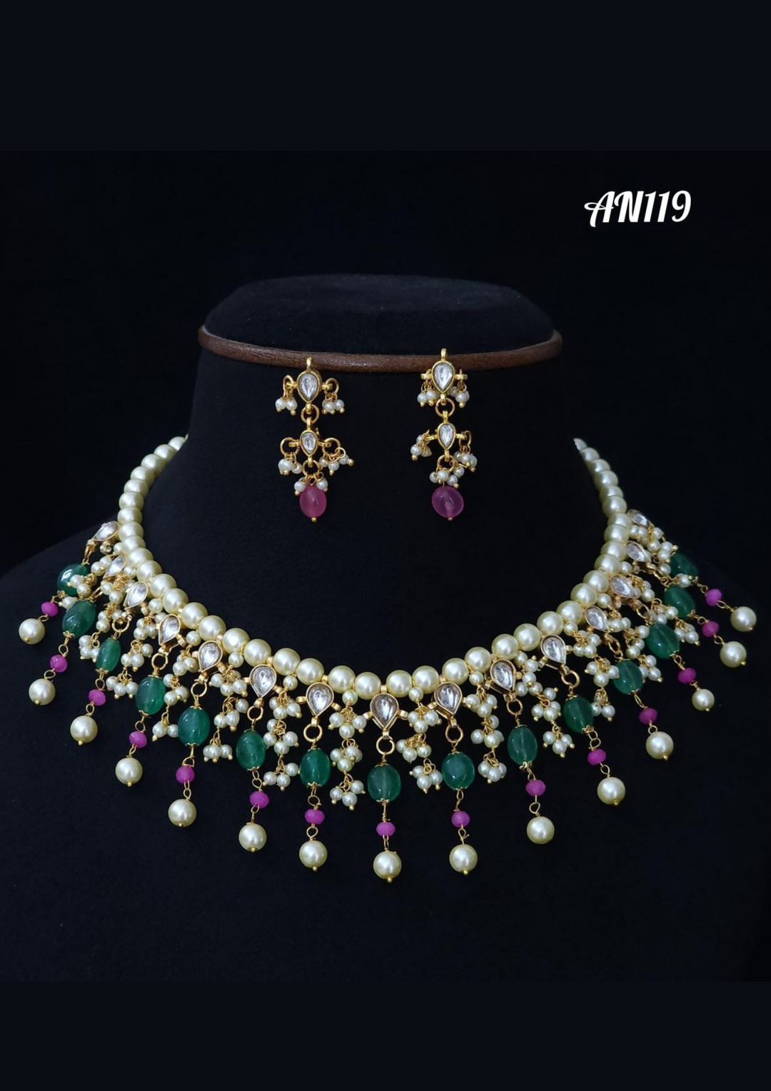 Kundan and beads necklace AN 119