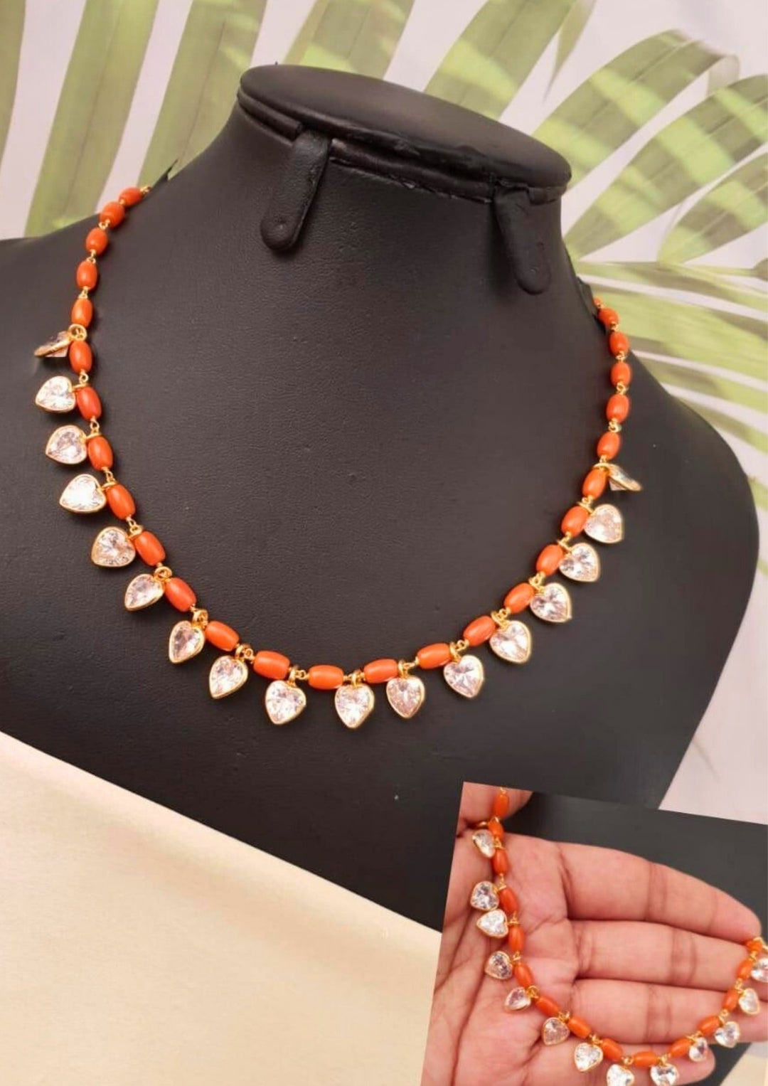 Kundan stone necklace with earrings g10799