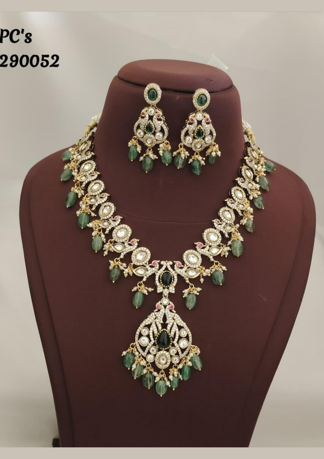 Kundan and beads necklace with earrings pcs 290052