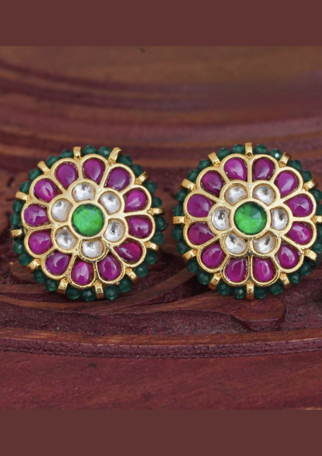 Jadau kundan and beads earrings yle 235