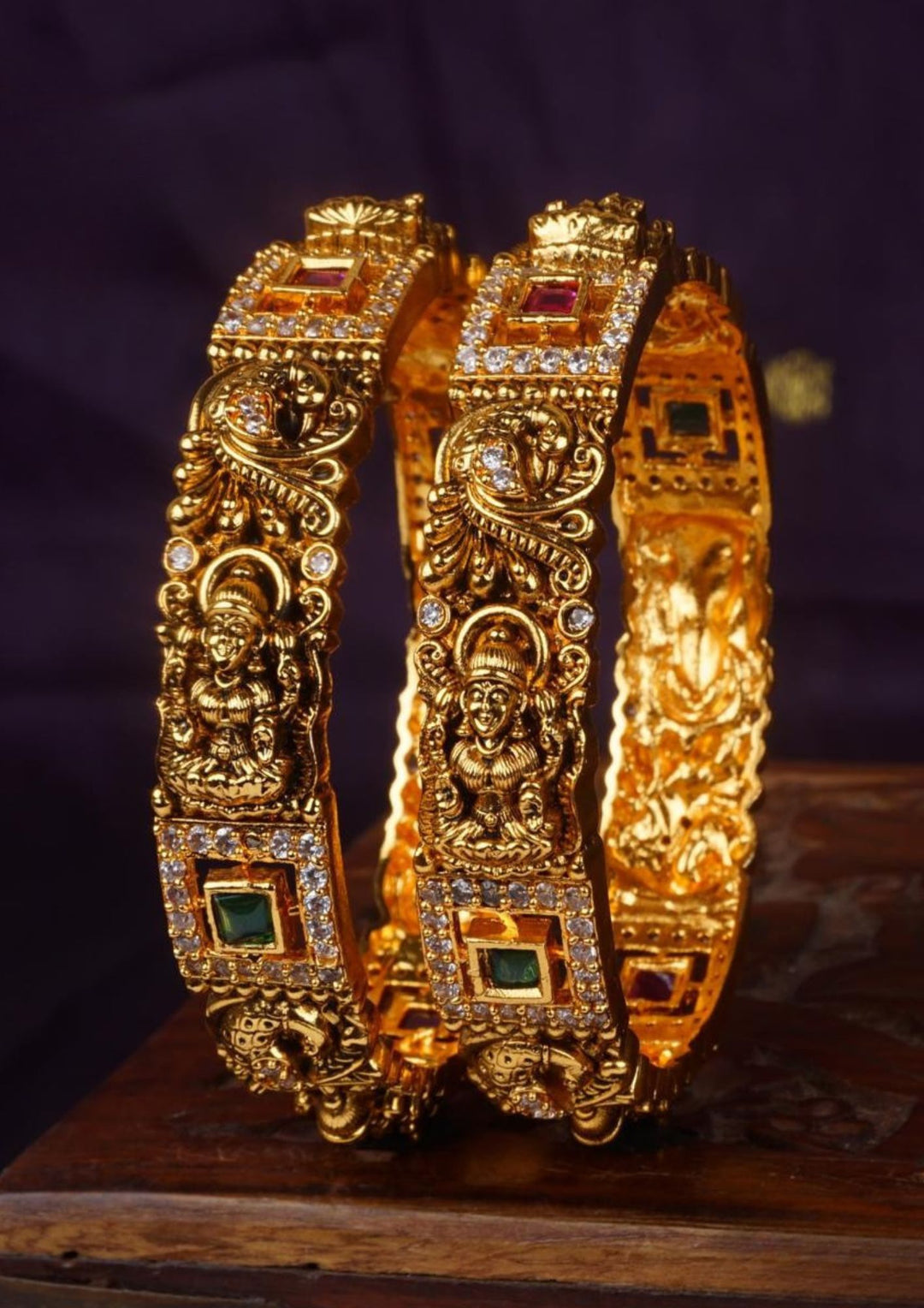 Kundan Stone Temple Jewelry Bangles c 107020 (Set of 2)