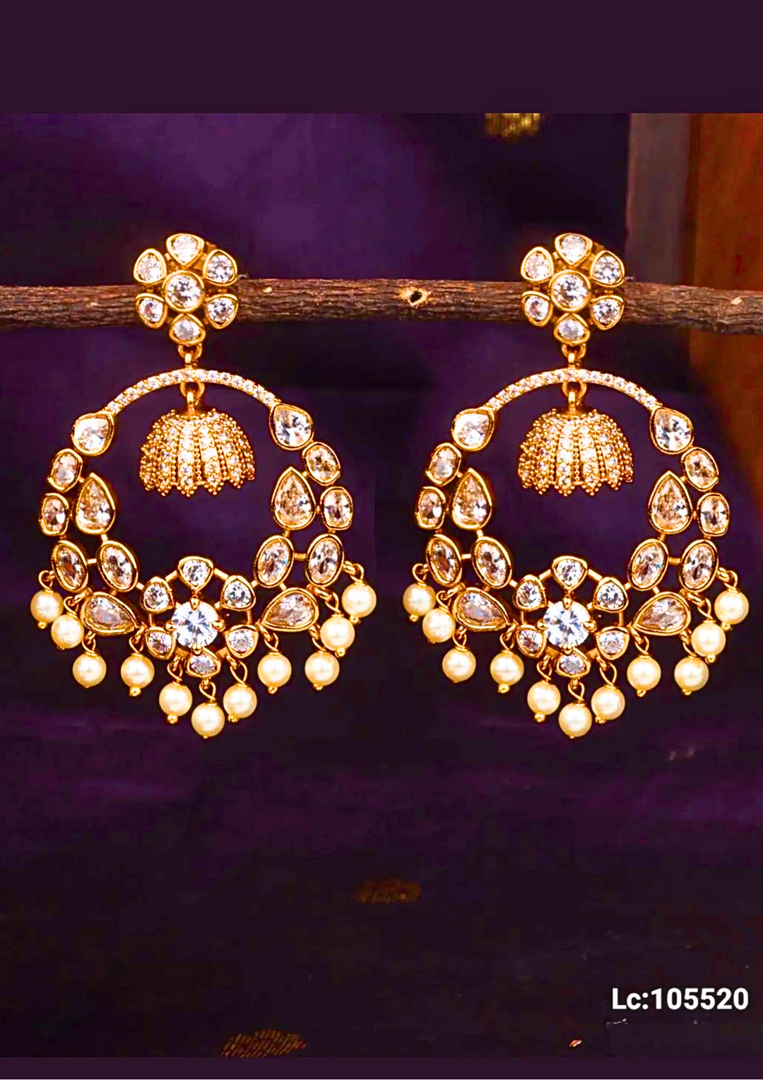 Kundan and beads earrings c105520