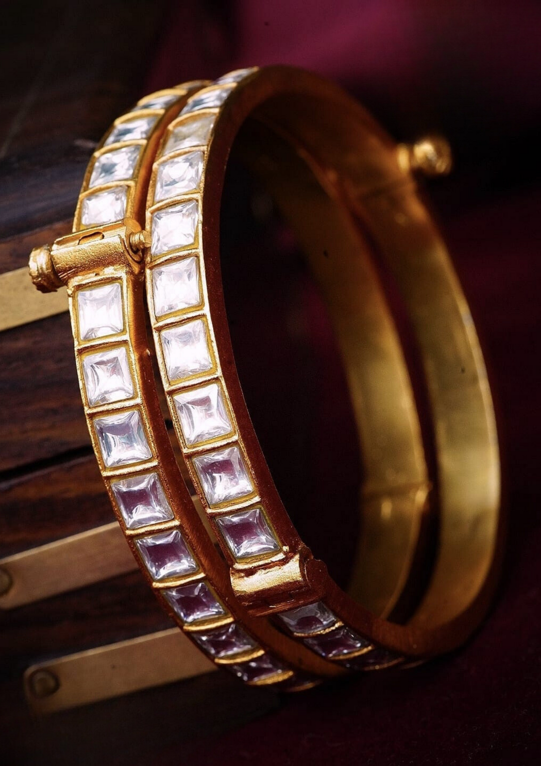 Jadau kundan stone openable bangles yle 400 (set of 2)