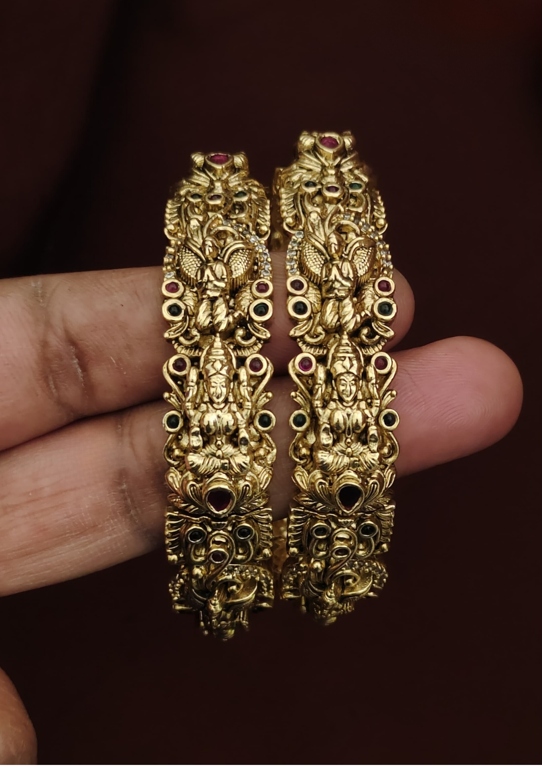 Kundan stone temple jewelry bangles s160021 (set of 2)
