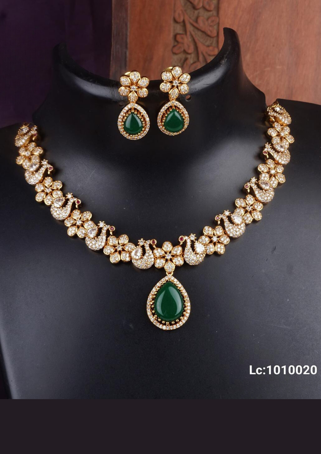 American diamond necklace with earrings lc 1010020