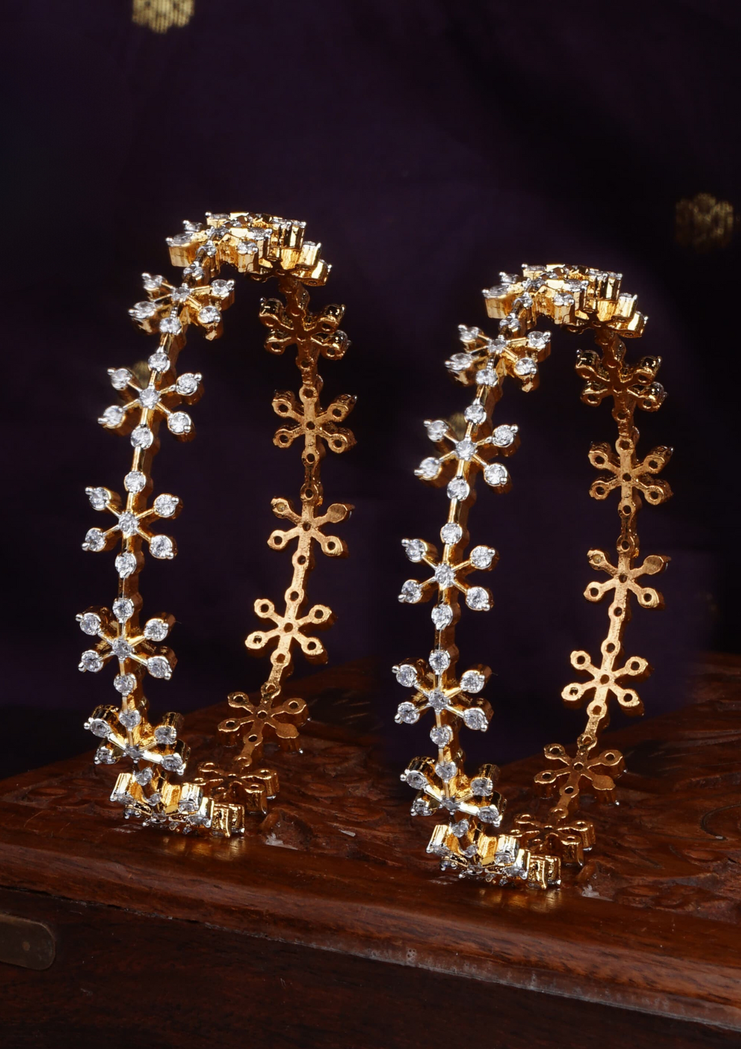 American diamond gold finish bangles c106520 (set of 2)