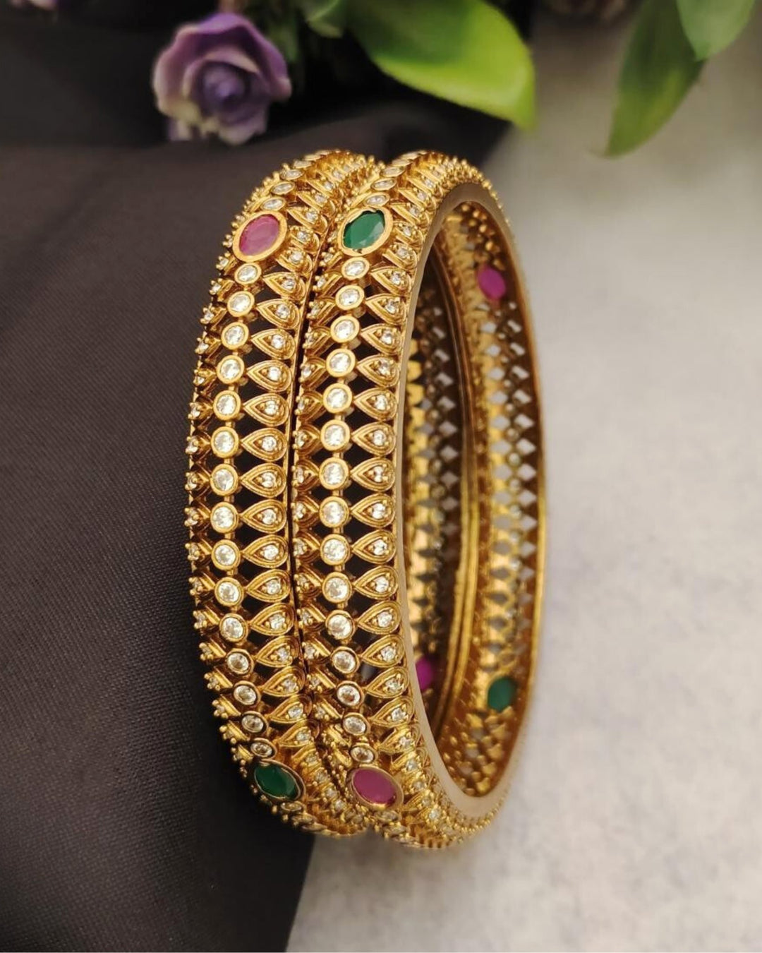 Kundan stone bangles s99057 (set of 2)