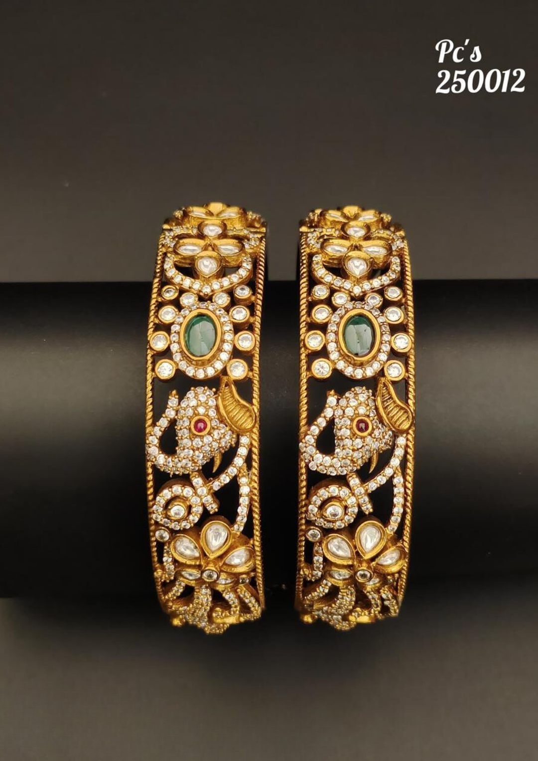 Victorian kundan stone bangles s250012 (set of 2)