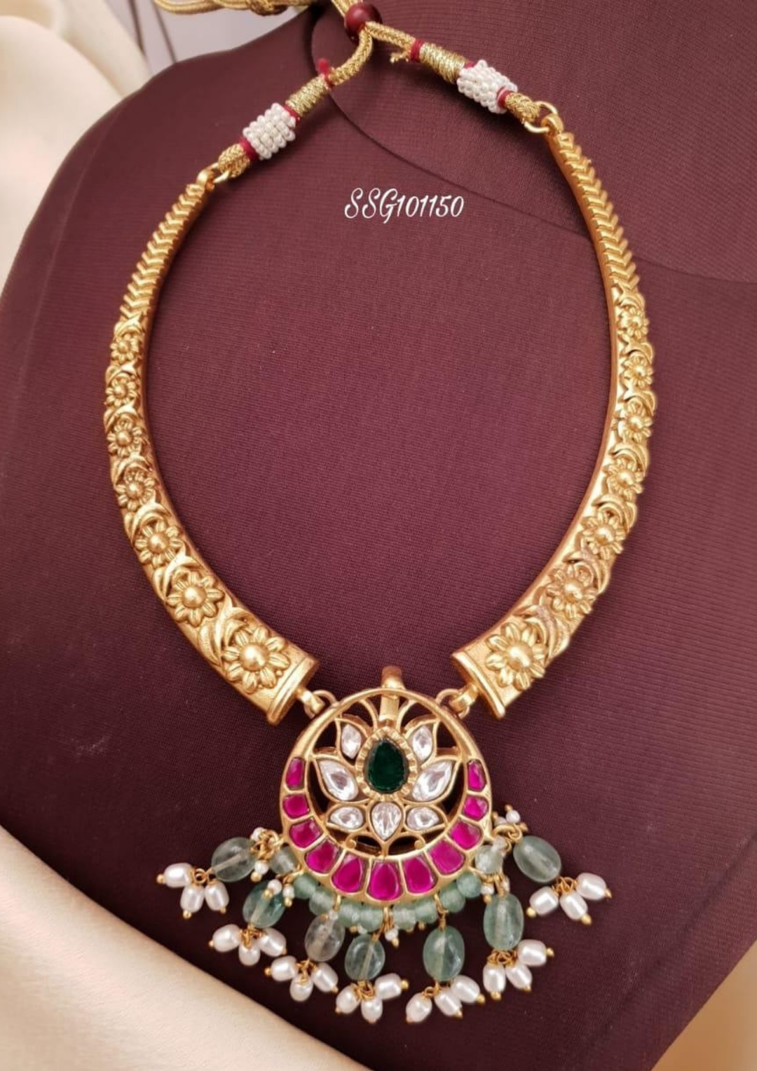Jadau Kundan and beads necklace ssg 101150