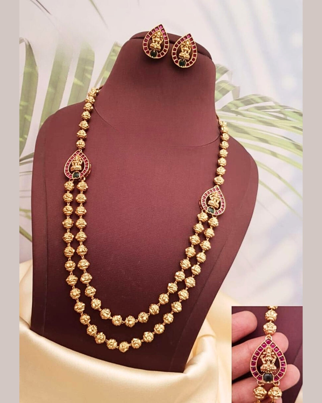 kundan stone temple jewelry necklace with earrings ssg 102020