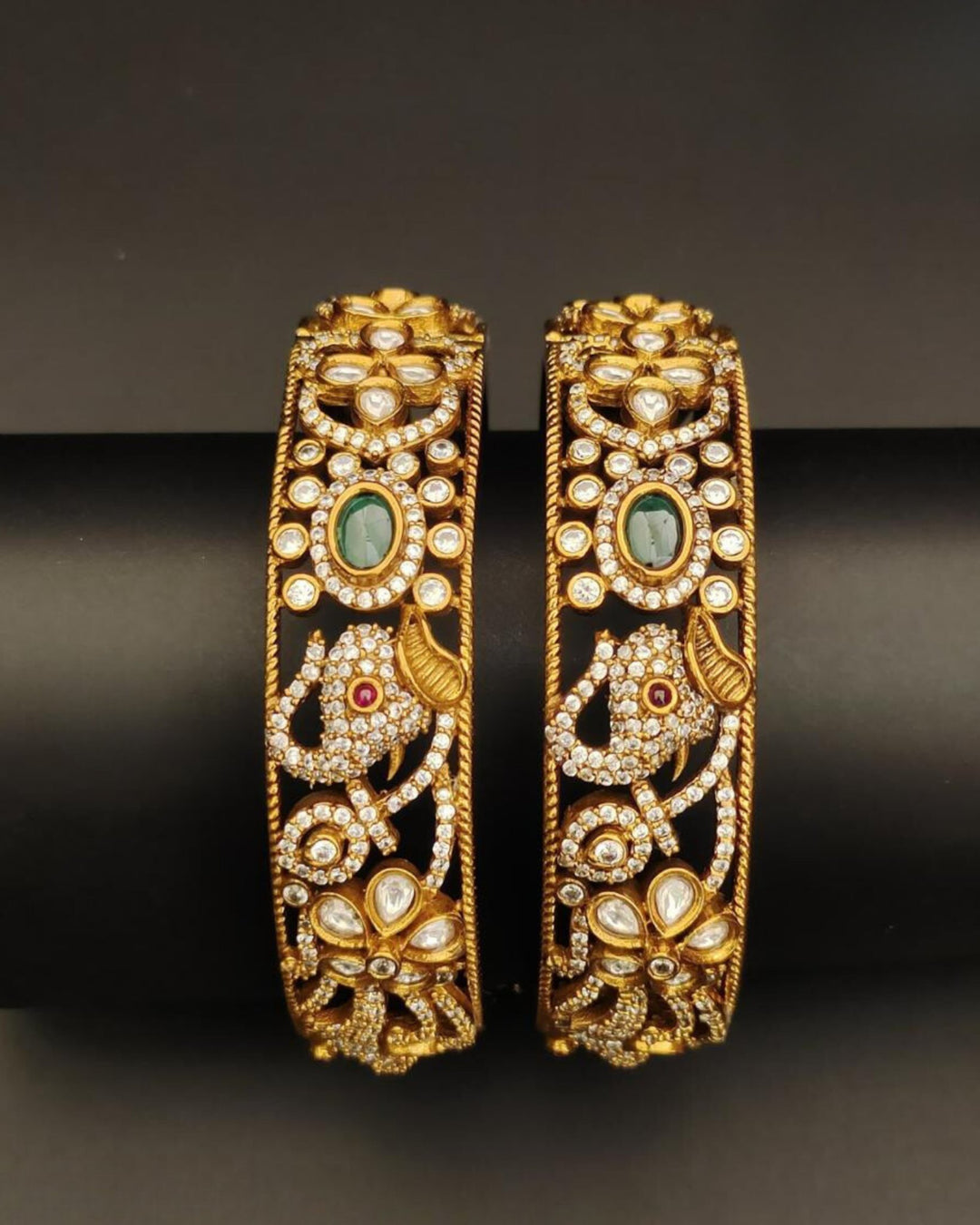 Victorian kundan stone bangles s250012 (set of 2)