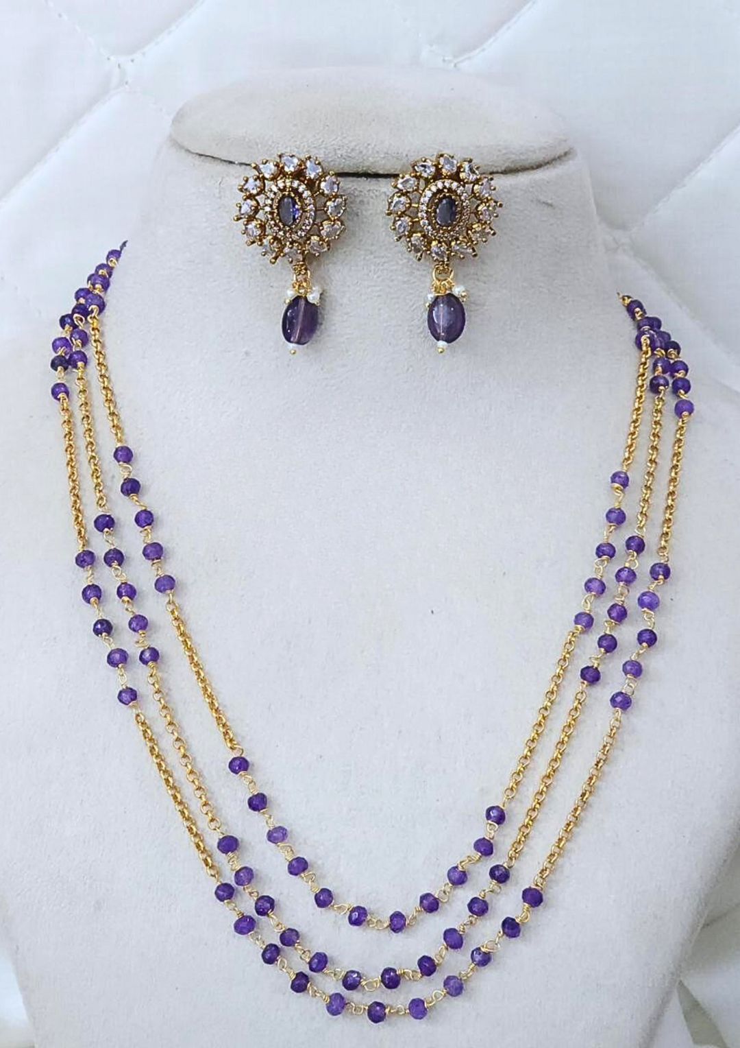 Kundan and beads necklace with earrings sbr 10880
