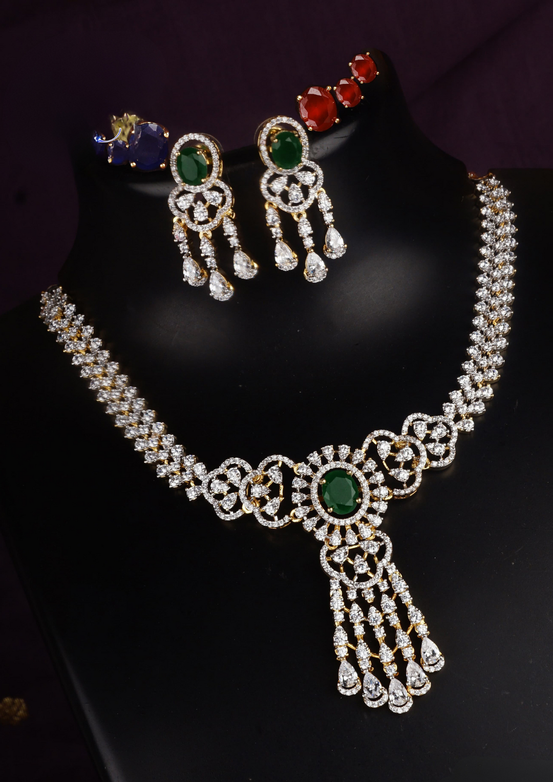 American diamond interchangeable necklace set with earrings LC 1013520